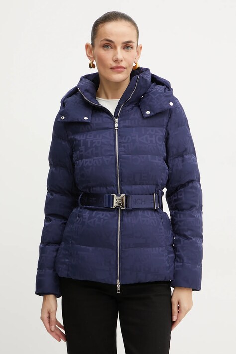 Elisabetta Franchi geaca femei, culoarea albastru marin, de iarna, PI70D46E2