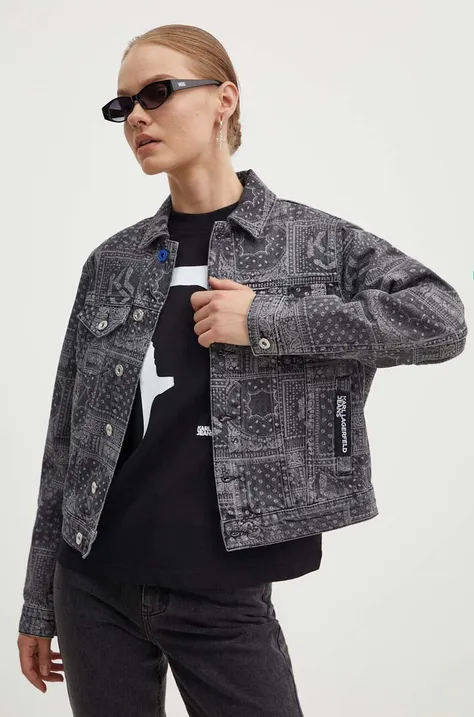 Джинсовая куртка Karl Lagerfeld Jeans женская цвет чёрный переходная 245J1402