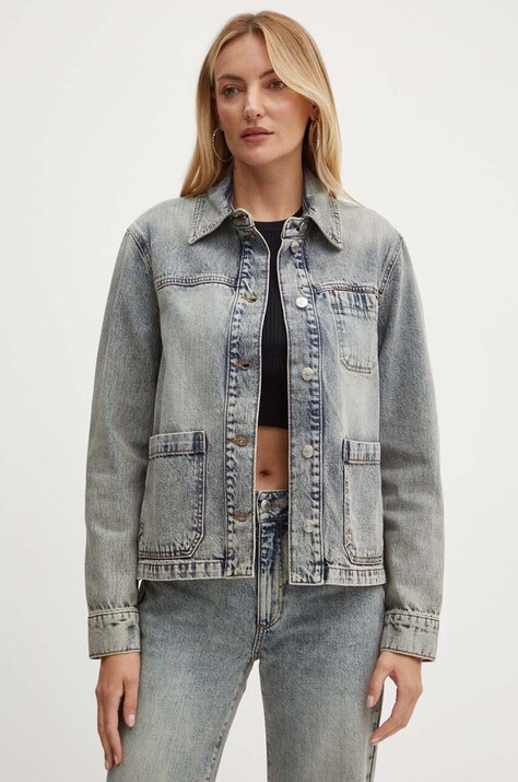 MAX&Co. geacă din denim femei, culoarea gri, de tranziție, 2426046021200