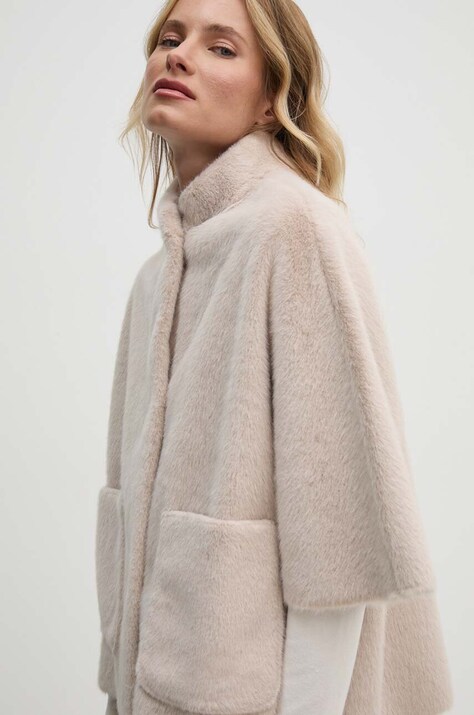 Joseph Ribkoff palton femei, culoarea bej, de iarna, oversize, 243917