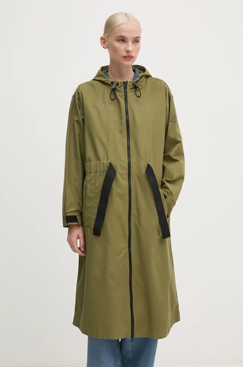 United Colors of Benetton hanorac femei, culoarea verde, de tranzitie, oversize, 2XLTDN002