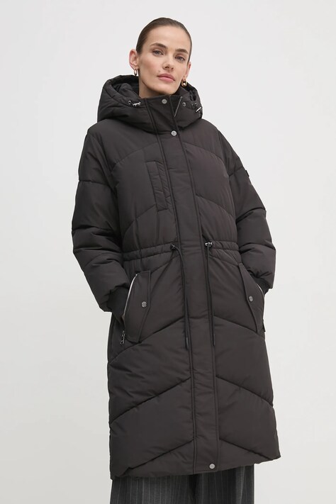 Dkny geaca femei, culoarea negru, de iarna, oversize, DLEMPT46