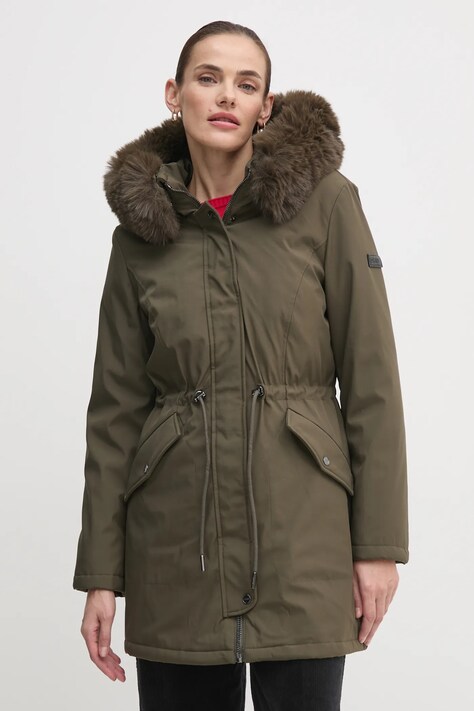 Dkny hanorac femei, culoarea verde, de iarna, DLEMPT22