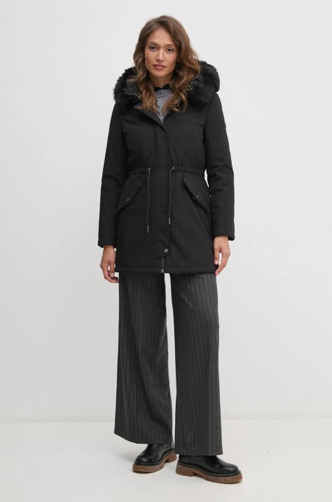 Parka Dkny dámská, černá barva, zimní, DLEMPT22