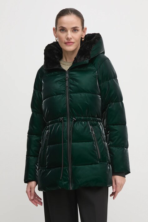 Dkny geaca femei, culoarea verde, de iarna, DLEMPS63