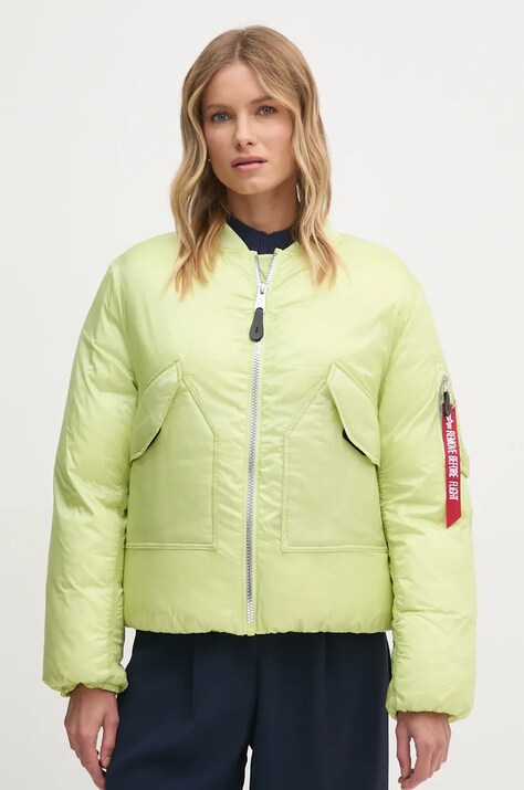 Alpha Industries geaca femei, culoarea verde, de iarna, oversize, 148004