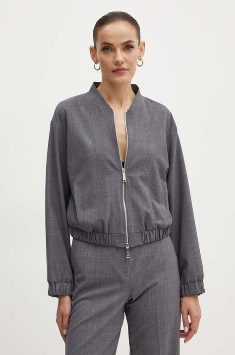 Marella geaca din amestec de lana culoarea gri, de tranzitie, oversize, 2423046024200