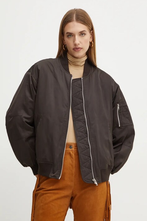 Ivy Oak geaca bomber femei, culoarea maro, de tranzitie, oversize, IO119104