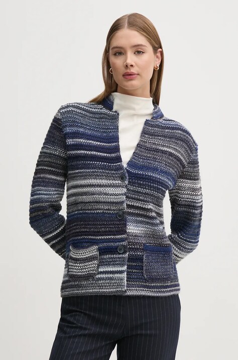 Μάλλινη ζακέτα United Colors of Benetton χρώμα: ναυτικό μπλε, 105CD6880