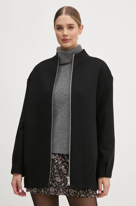 United Colors of Benetton geaca de lana culoarea negru, de tranzitie, 2O9VDN004