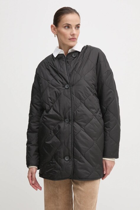 Двостороння куртка United Colors of Benetton жіноча колір чорний перехідна oversize 23P8DN06M