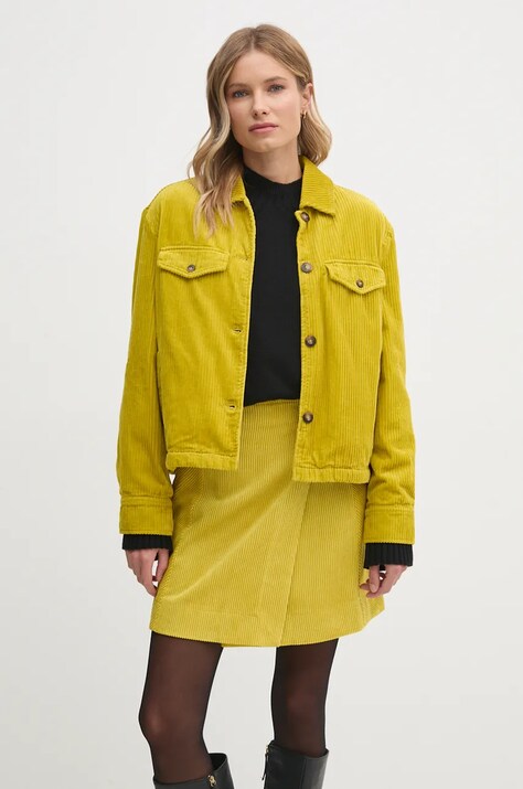 United Colors of Benetton kurtka sztruksowa kolor żółty przejściowa 2HKTDN06O