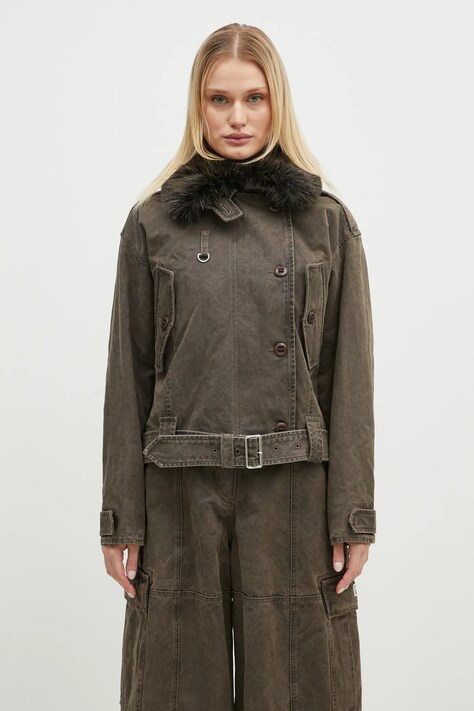 Kenzo jacket Dyed Canvas Comber women's brown color FE62OU2129GK.92