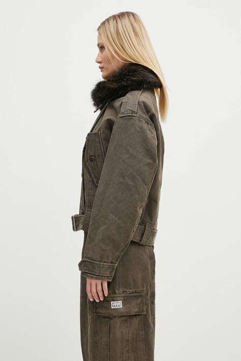 Kenzo kurtka Dyed Canvas Comber damska kolor brązowy przejściowa FE62OU2129GK.92