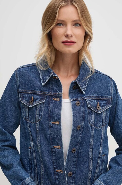 Pepe Jeans geacă din denim REGULAR JACKET femei, culoarea bleumarin, de tranziție, PL402432CT9