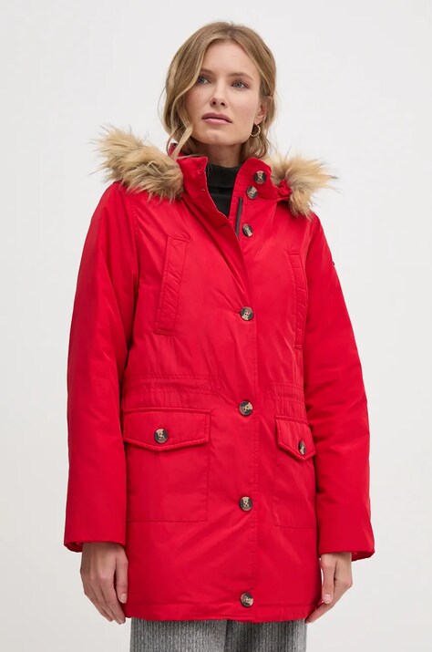 Pepe Jeans geaca de puf CLEMENTINE femei, culoarea rosu, de iarna, PL402435