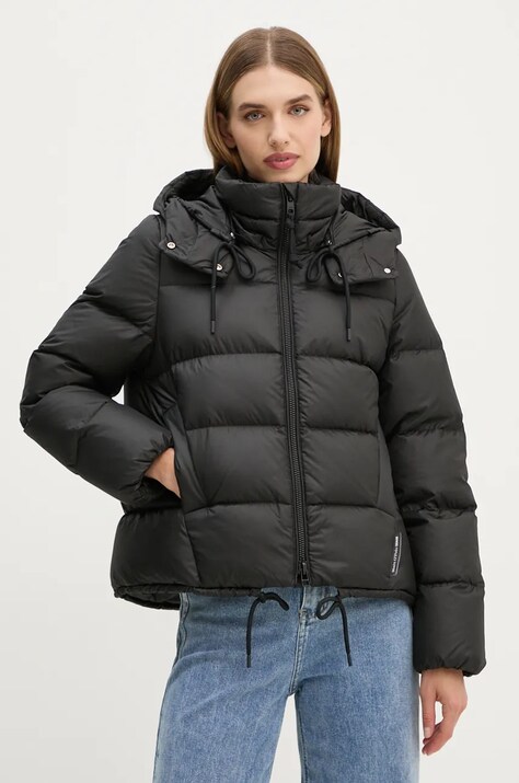 Marc O'Polo geacă de puf DENIM femei, culoarea negru, de iarna, 5000005175