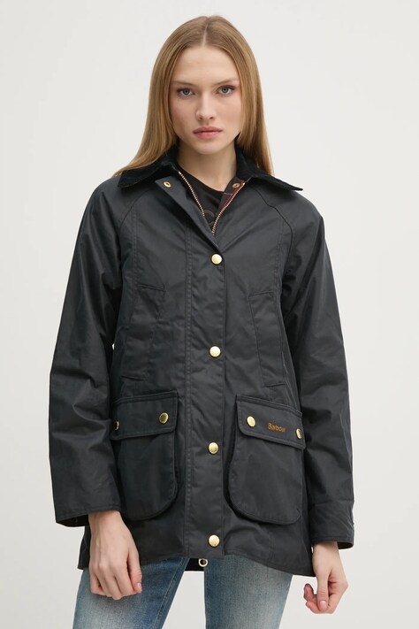 Barbour BEADNELL parka damska z bawełną granatowa LWX1402