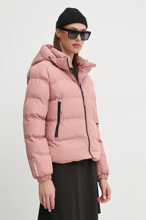 Superdry geacă femei, culoarea roz, de iarnă, W5011721A-MIP