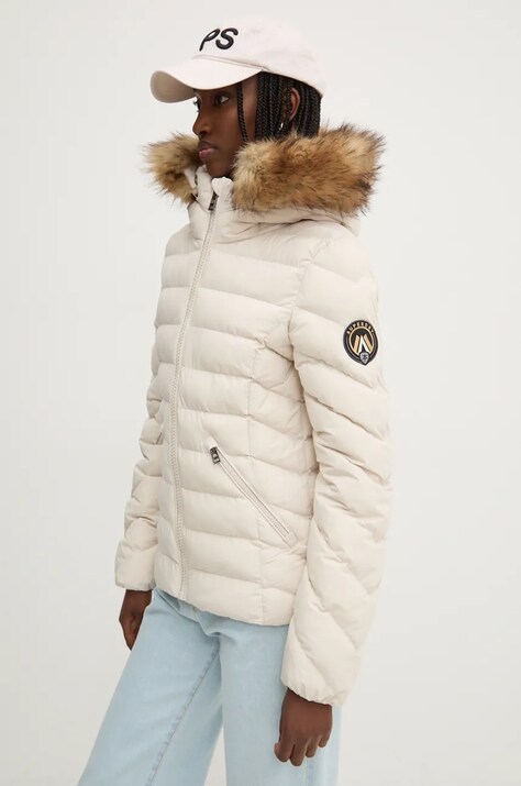 Superdry geacă femei, culoarea bej, de iarna, W5011754A-1KI