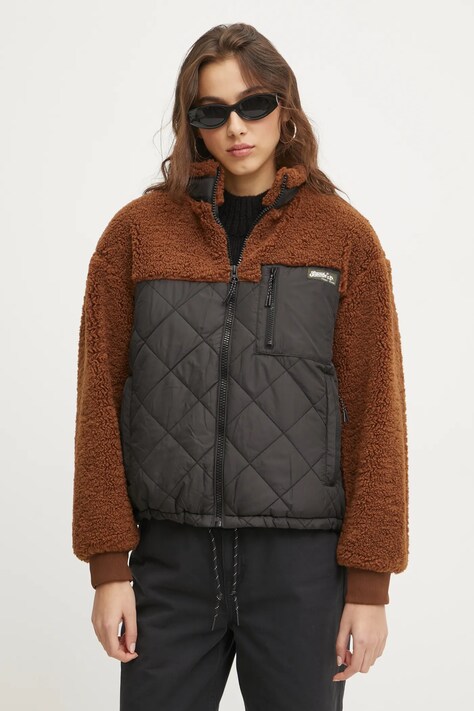 Superdry geaca femei, culoarea maro, de tranzitie, W5011771A-8RZ