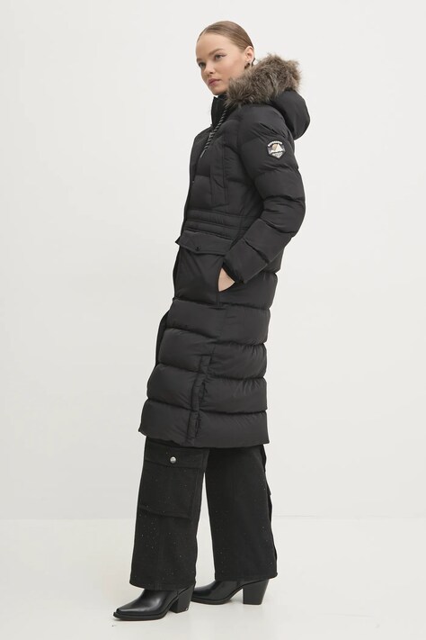 Superdry geaca femei, culoarea negru, de iarna, W5011788A-02A