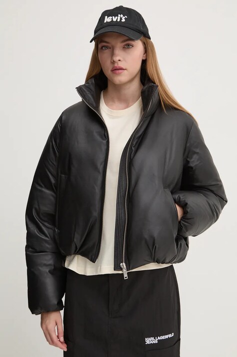 MOOSE KNUCKLES geacă de piele cu puf culoarea negru, de iarna, M34LL317