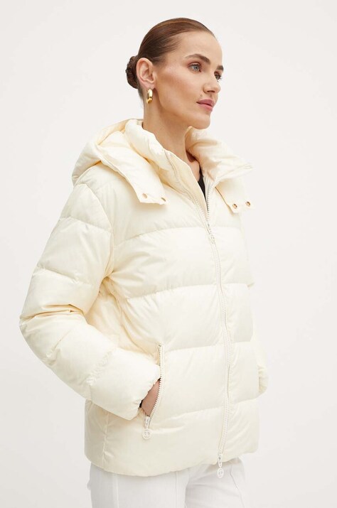Twinset geaca de puf femei, culoarea bej, de iarna, oversize, 242TP2184