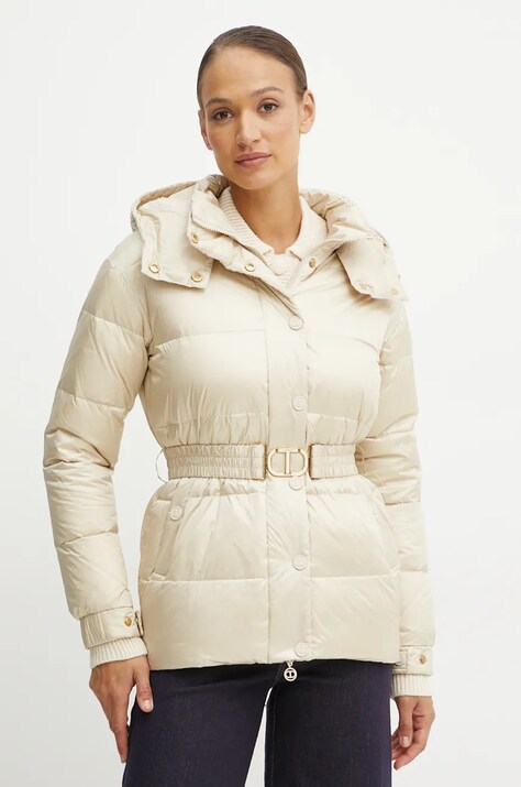 Пухено яке Twinset в бежово зимен модел 242TT2381