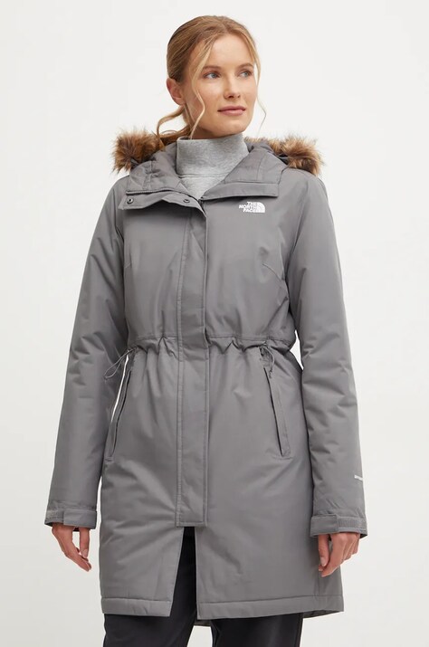 The North Face geaca Zaneck Parka femei, culoarea gri, de tranzitie, NF0A4M8Y0UZ1