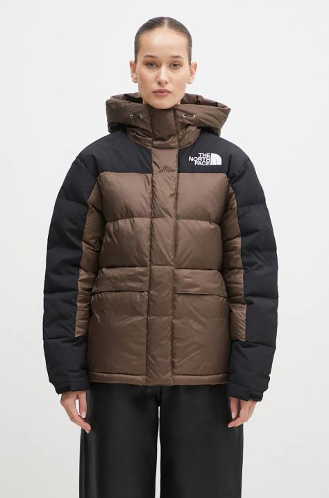 The North Face geacă de puf HMLYN Down femei, culoarea maro, de iarnă, NF0A4R2W5EX1