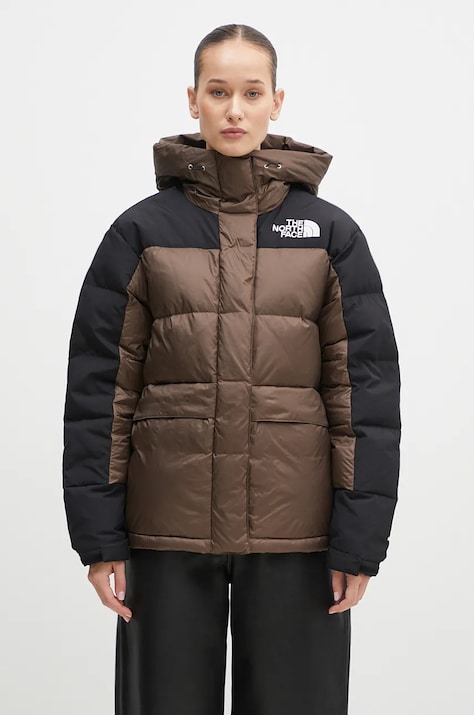 Péřová bunda The North Face HMLYN Down dámská, hnědá barva, zimní, NF0A4R2W5EX1