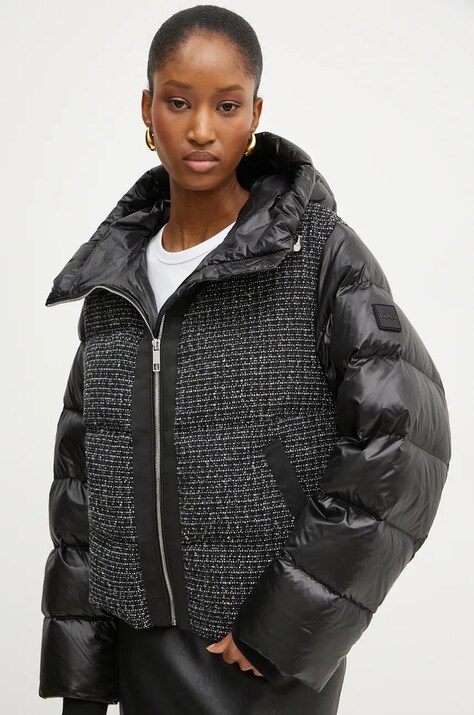 BOSS jacheta de puf din amestec de lana culoarea negru, de iarna, oversize, 50524492