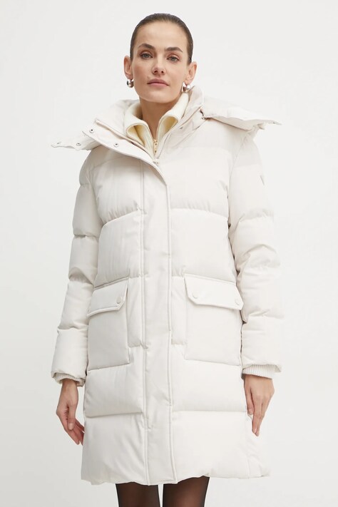 Guess geaca de puf BELKISA femei, culoarea bej, de iarna, W4BL0B WGJR2
