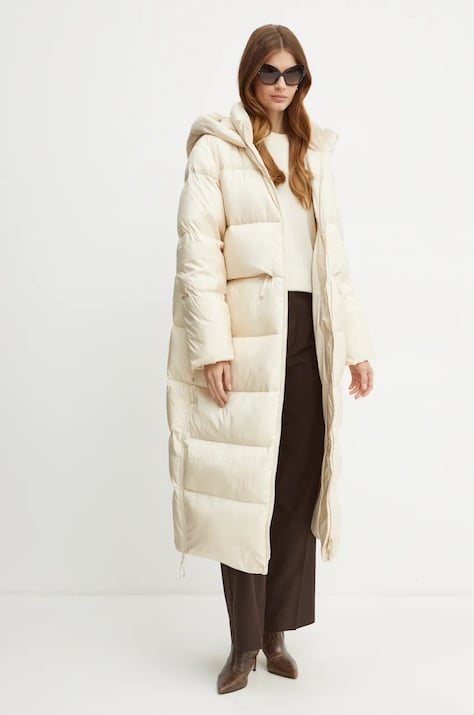 Guess geaca de puf FAUSTINE femei, culoarea bej, de iarna, W4BL0F WGAE2