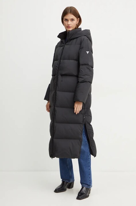 Guess geaca de puf FAUSTINE femei, culoarea negru, de iarna, W4BL0F WGAE2