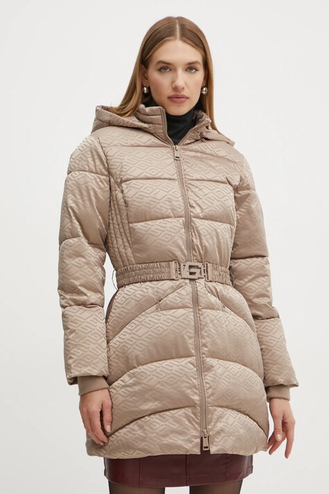 Guess geaca SELINE femei, culoarea maro, de iarna, W4BL58 WGL72