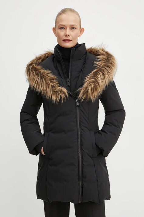 Guess geacă SYLVIE femei, culoarea negru, de iarnă, W4BL59 WG7X2