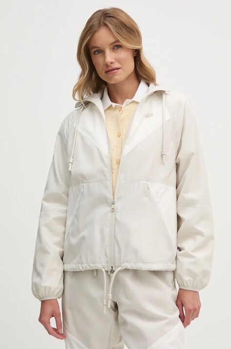 Lacoste geaca femei, culoarea bej, de tranzitie, BF3251