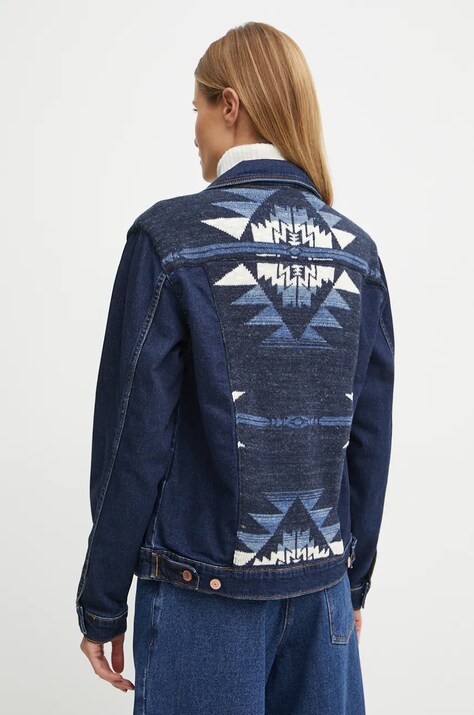 Guess geacă din denim femei, culoarea bleumarin, de tranziție, W4BN71 D5GN5