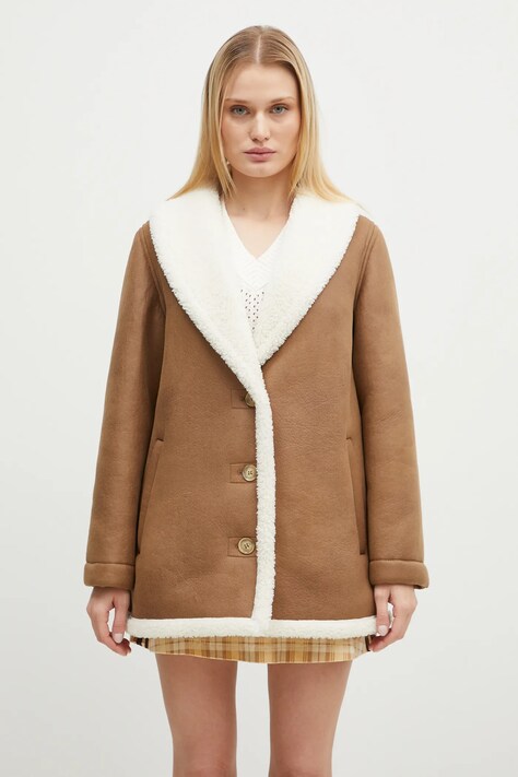 A.P.C. geacă Manteau Vanessa femei, culoarea maro, de tranzitie, PSAJO-F01539