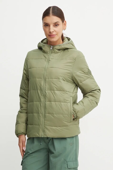 Roxy geaca Wind Bliss Hooded femei, culoarea verde, de tranzitie, ERJJK03618