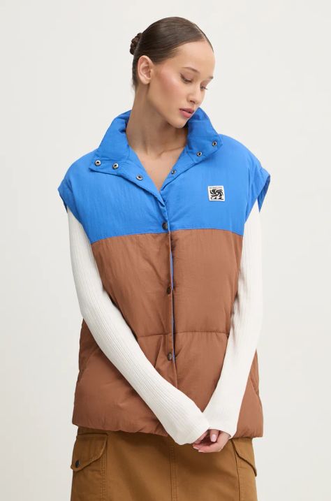 Brezrokavnik Quiksilver Puff Jacket ženski, rjava barva, EQYJK04113