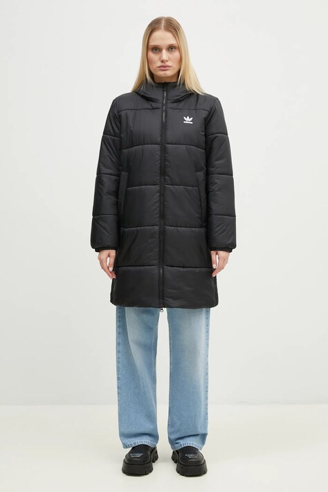 Куртка adidas Originals Long Puffer жіноча колір чорний зимова IW5858