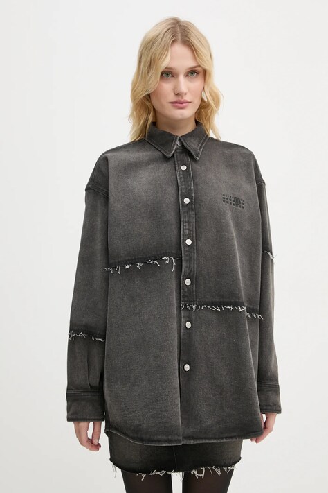 MM6 Maison Margiela geacă din denim femei, culoarea gri, de tranziție, oversized, S62AN0134.S30848