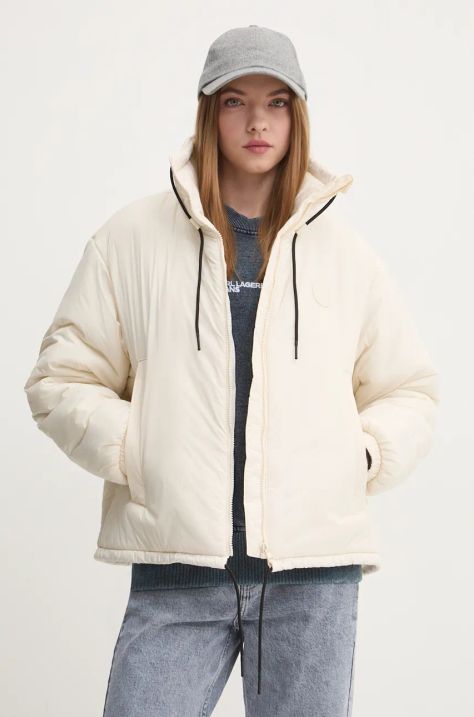 Bunda Hugo Blue dámská, béžová barva, zimní, 50522254