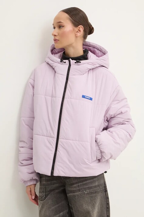 Hugo Blue geaca femei, culoarea violet, de iarna, oversize, 50531870