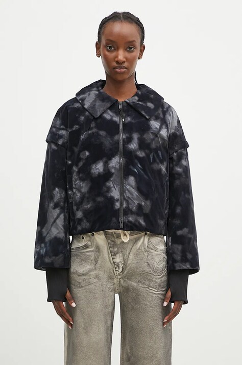Jakna Y-3 AOP Padded Jacket za žene, boja: crna, za zimu, oversize, IW7788