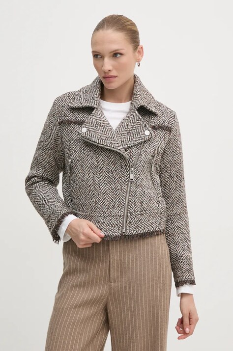 Sisley geaca din amestec de lana culoarea gri, de tranzitie, 2NLELN050