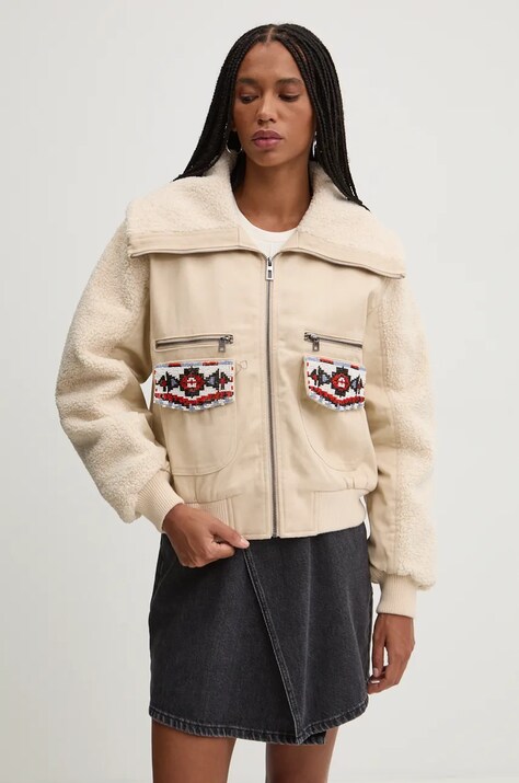 Desigual geaca ROMA femei, culoarea bej, de tranzitie, 24WWED06